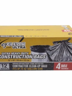 EZ Clean Ultra Cleaning Tools Extra Heavy Duty Construction Clean Up Bags - 4 Mil Thickness - 35" X 48" Size - Box Of 12
