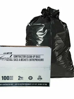 EZ Clean Ultra Heavy Duty Construction Clean Up Bags - 2 Mil Thickness - 35" X 50" Size - Box Of 100