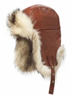 Crowncap Arctic Raccoon With Cognac Lambskin Aviator | Cognac/Natural