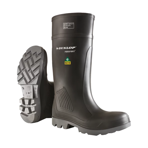 Rubber Work Boots Dunlop Purofort Steel Toe Steel Plate Professional Full Safety PU Boots | Sizes 7 - 14