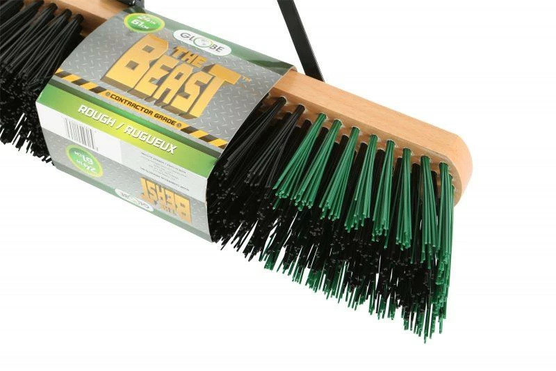 Globe Commercial Products The Beast™ Contractor's Rough Bristle Push Broom Assembly - 24" Head
