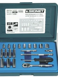 Signet 1/4" Drive 21 Piece SAE Socket Set 3/16"-1/2" Regular | 1/4" - 1/2" Deep