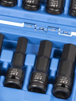 Jet 1/2" Drive SAE/Metric Impact Socket | Hex Bit Set | 3" Length | 16 Piece Power Tool Accessories