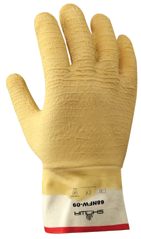 Work Gloves Showa 68NFW Cut Resistant Natural Rubber Glove With Kevlar Liner (Cut Level 3) - Pack Of 6 Pairs