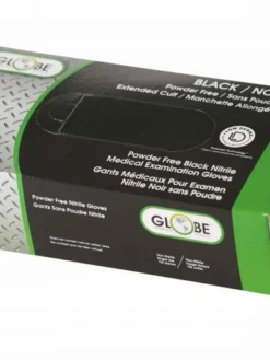 Globe Commercial Products Globe Black Powder-Free Textured Disposable Nitrile Gloves - 5 Mil - Box Of 100