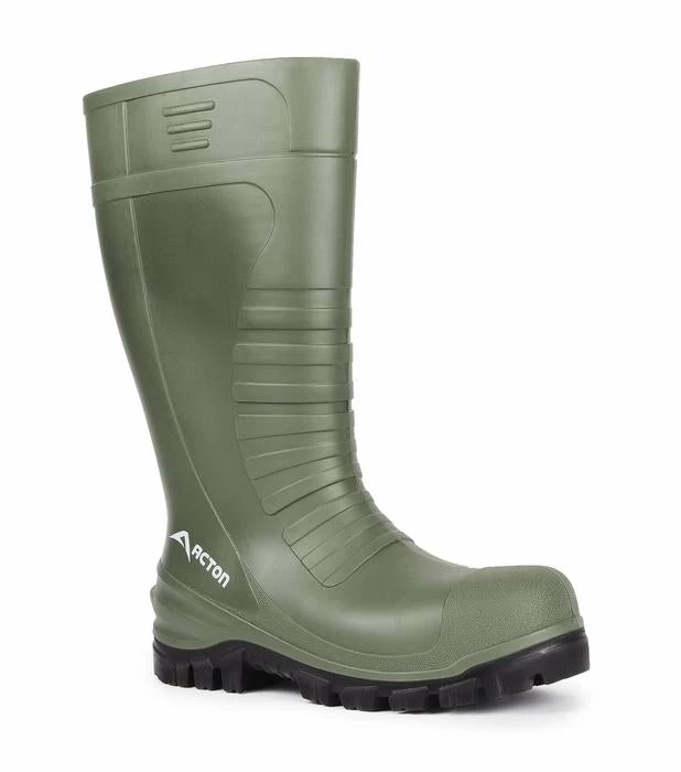 Acton Track 4x4 Lightweight PU Rain Boot With Full Traction Sole | Sizes 3-15 Rubber Work Boots