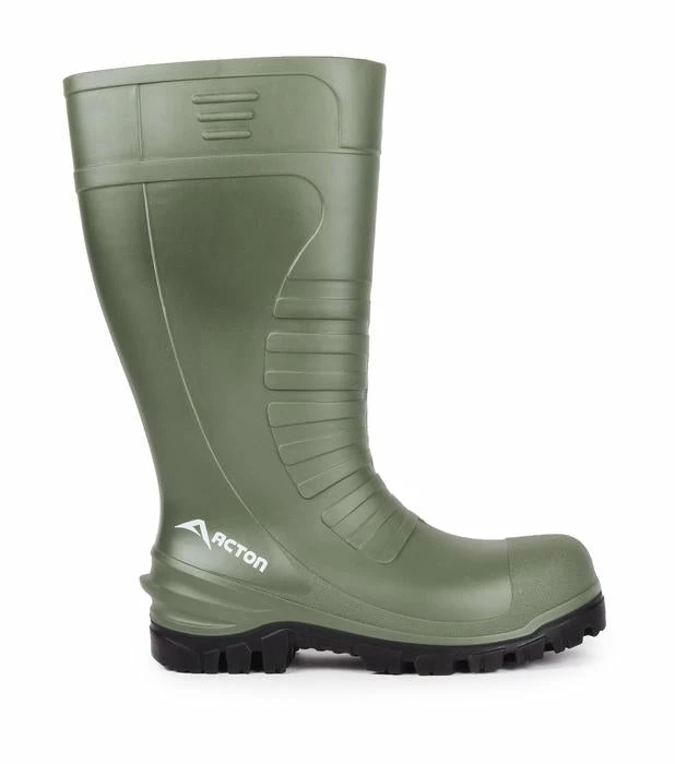 Acton Track 4x4 Lightweight PU Rain Boot With Full Traction Sole | Sizes 3-15 Rubber Work Boots
