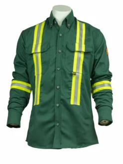 KELTEK Apparel Flame Resistant Work Wear KELTEK A7938S 7oz Flame Resistant Work Shirt (W/ Reflective) | Green | S-5XL (HRC 2)