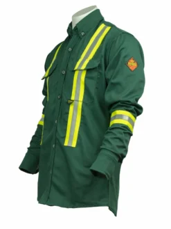 KELTEK Apparel Flame Resistant Work Wear KELTEK A7938S 7oz Flame Resistant Work Shirt (W/ Reflective) | Green | S-5XL (HRC 2)