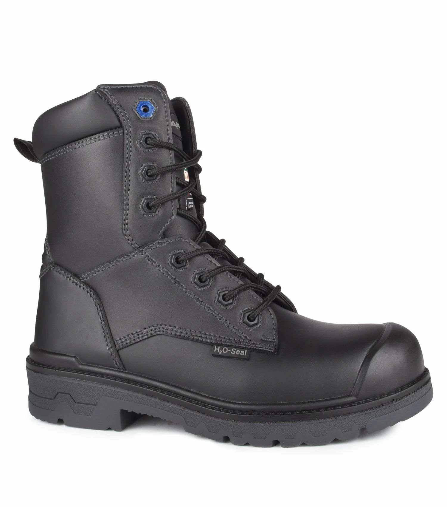 Acton Progum 8" Waterproof Leather Work Boots | Black | Size 7 To Size 17