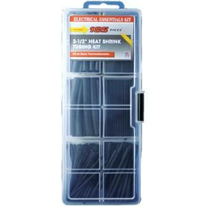 Cleanflow Black Heat Shrink Tubing Assortment, 185 Piece Electrical Supplies