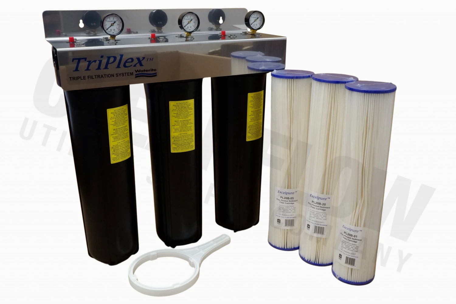 Waterite TriPlex 4.5" OD Big Blue Water Filter Housing | 20"