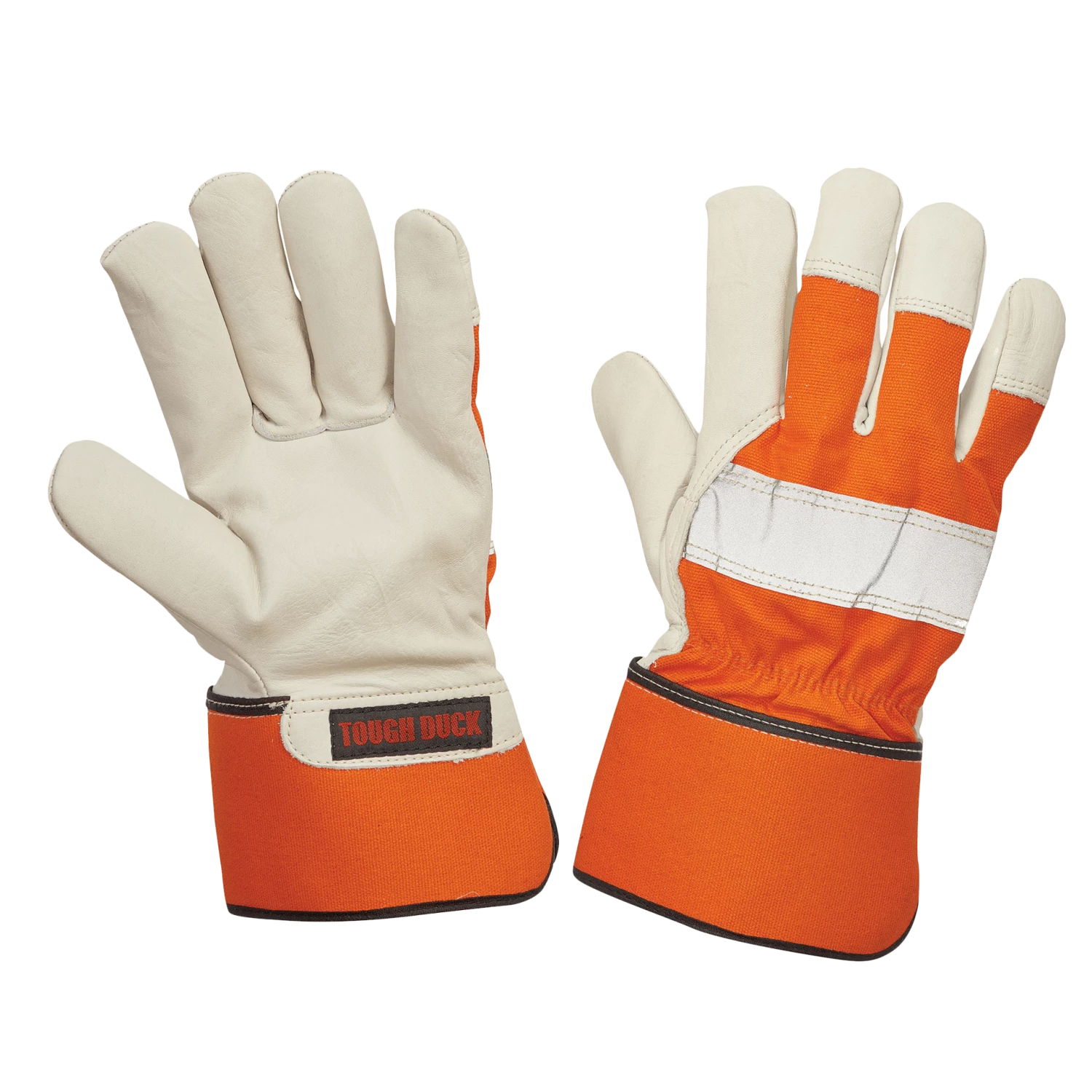 Tough Duck Hi-Vis 100G Thinsulate Premium Cowgrain Leather Winter Work Gloves