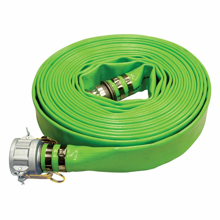 Greenline Hose And Fittings Green Phthalate-Free Layflat Discharge Hose Assemblies (w/ Male X Female Camlocks)