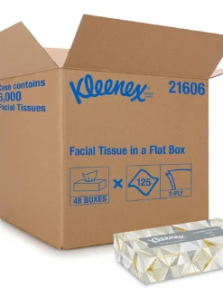 Kleenex 2-Ply Facial Tissue - 125 Tissues/Box - Case Of 48 Boxes Cleaning Supplies