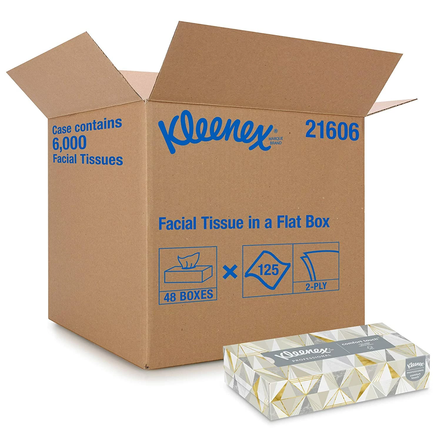 Kleenex 2-Ply Facial Tissue - 125 Tissues/Box - Case Of 48 Boxes Cleaning Supplies