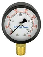Greenline 2" Dry Pressure Gauges | 1/4" Brass Bottom Mount Pump Accessories