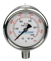 Greenline 2-1/2" Liquid Filled Pressure Gauges | 1/4" Stainless Bottom Mount