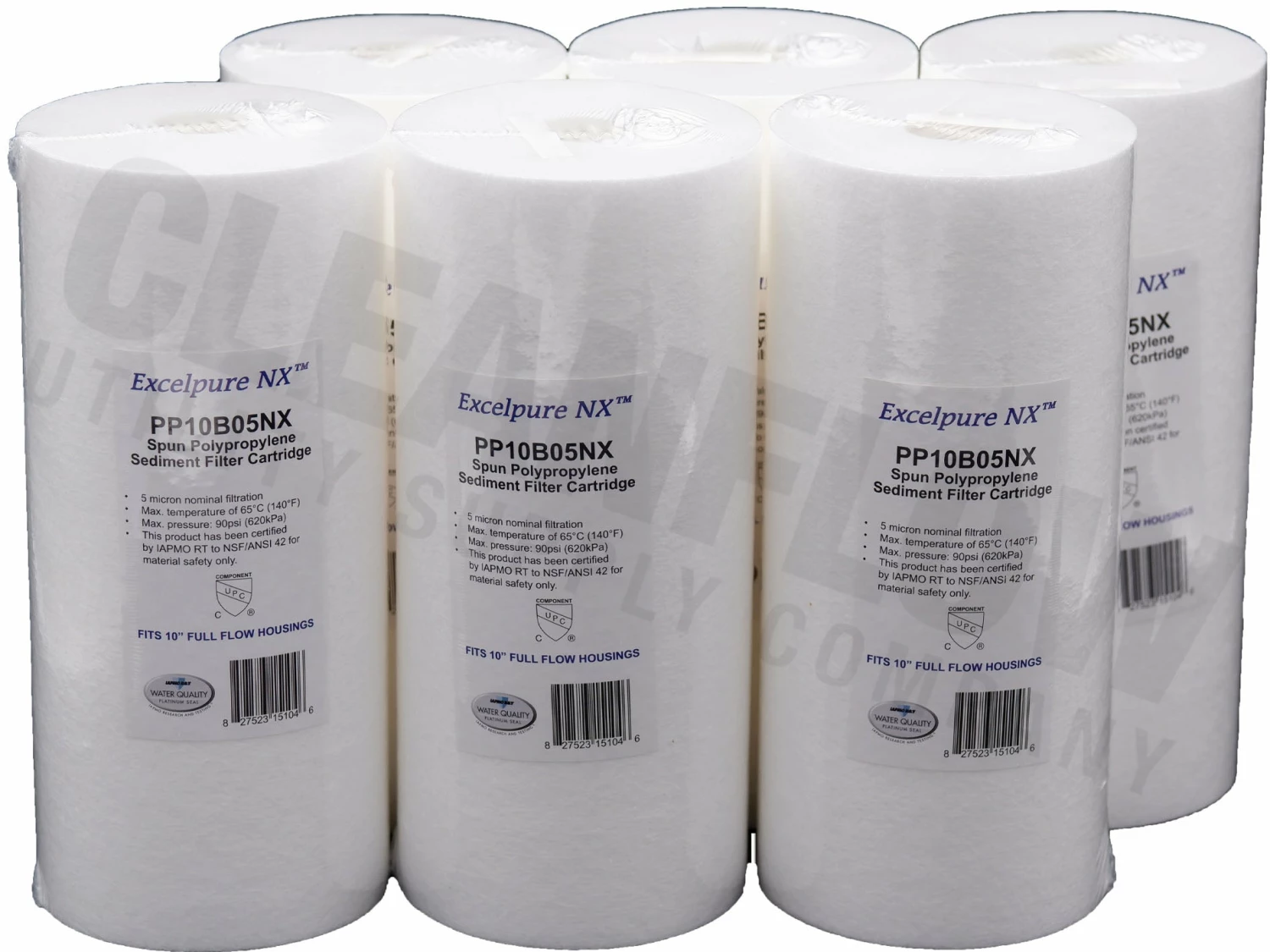 Commercial Water Filters And UV Parts Excelpure 4.5" OD Big Blue Melt Blown Polypropylene Water Filters - Various Lengths And Micron Ratings