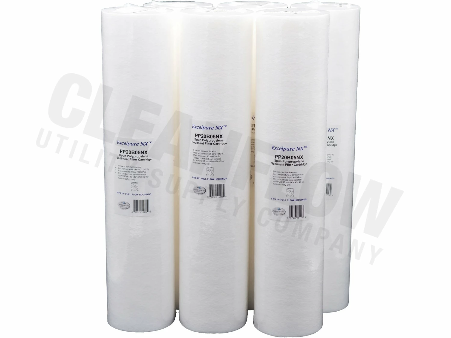Commercial Water Filters And UV Parts Excelpure 4.5" OD Big Blue Melt Blown Polypropylene Water Filters - Various Lengths And Micron Ratings