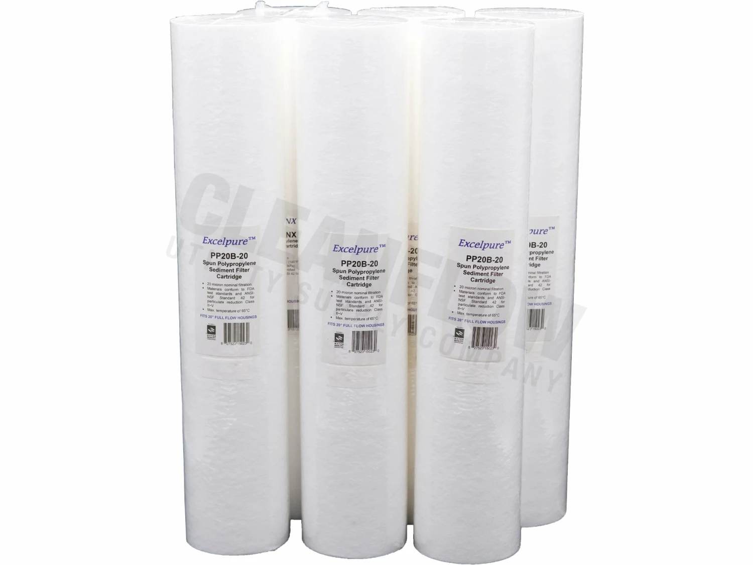 Commercial Water Filters And UV Parts Excelpure 4.5" OD Big Blue Melt Blown Polypropylene Water Filters - Various Lengths And Micron Ratings