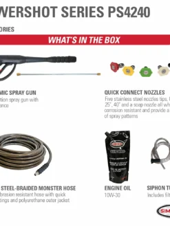 Simpson PowerShot Cold Water Honda GX390 (389cc) Gas Engine Pressure Washer - 4200 PSI - 4.0 GPM Industrial Triplex Pump Pressure Washers