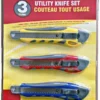 Cleanflow Hand Tools Rubber Grip Utility Knife Set - 3 Piece