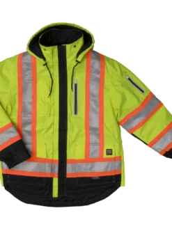 Hi-Vis Work Wear Tough Duck SJ28 Waterproof/Breathable 300D Ripstop Safety Shell Jacket | Sizes XS-5XL