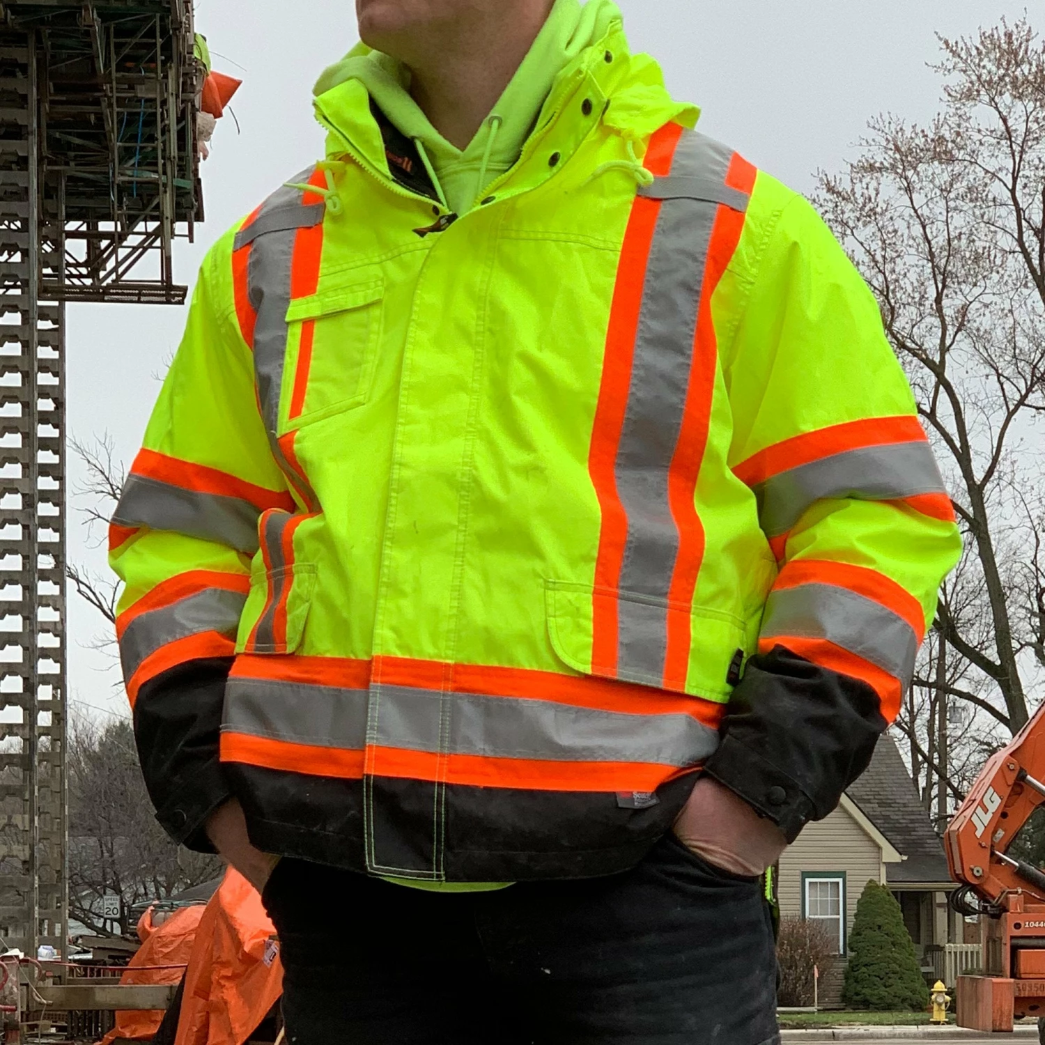 Work King S426 Insulated 300D 5-In-1 Safety Jacket | Yellow | Limited Size Selection Hi-Vis Work Wear