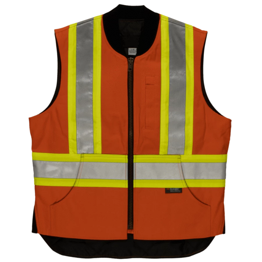 Tough Duck SV06 Quilt Lined Cotton Duck Safety Vest | XS-5XL Hi-Vis Work Wear