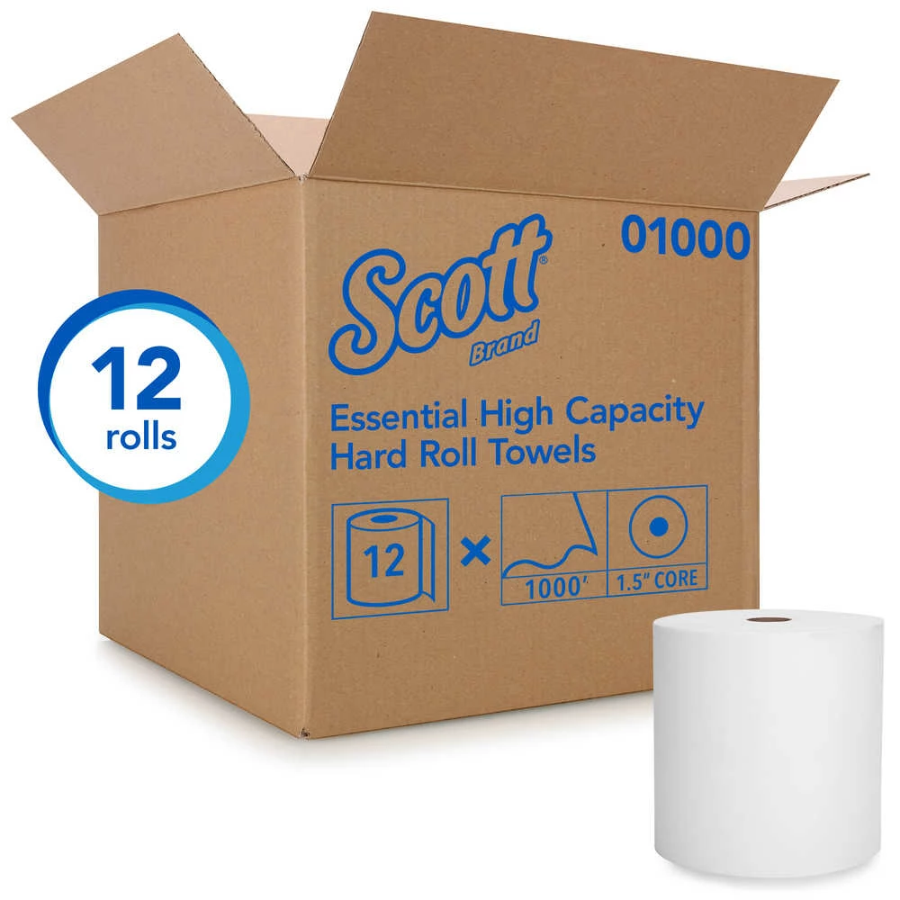 Cleaning Supplies Scott 01000 Roll Towel, 8" X 1000', Case Of 12