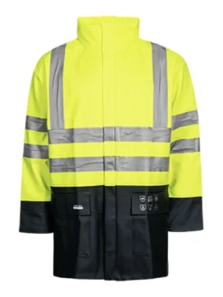 Lyngsoe Rainwear Flame Resistant Work Wear Lyngsoe Flame Resistant HI VIS Rain Jacket In Heavy Quality PVC/PE-CO | Sizes S - 4XL