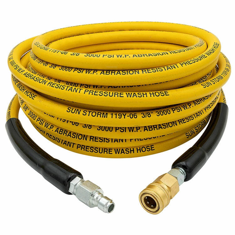 Greenline Pressure Washers Sun Storm Yellow Quick Connect Pressure Washer Hose Assemblies - 3000 PSI Rated