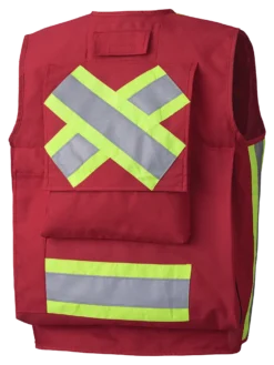Hi-Vis Work Wear Pioneer Surveyor's/Supervisor's Safety Vest - 600D Oxford Poly | Red | Sizes S - 5XL