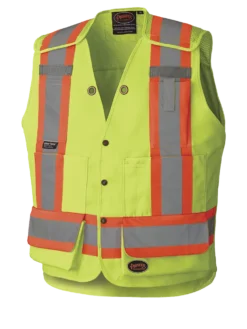 Hi-Vis Work Wear Pioneer Hi Viz Drop Shoulder Poly/Cotton Tear-Away Surveyor's Safety Vest | Sizes Small - 4XL