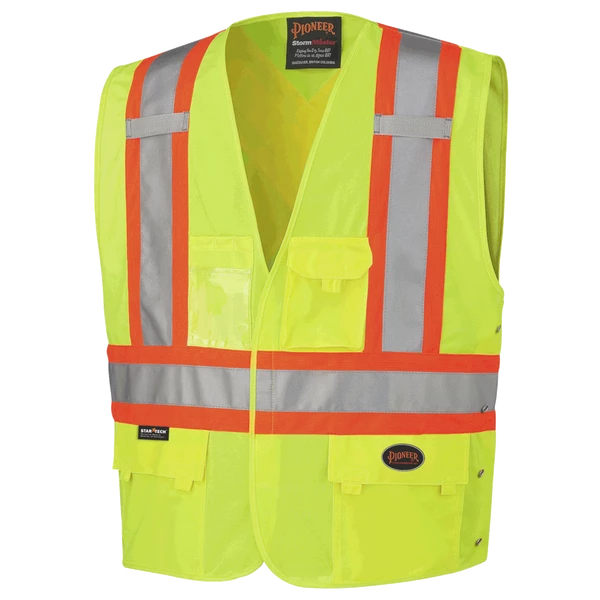 Pioneer Hi Viz Safety Vest - Tricot Poly Interlock - Adj. Sides | S/M - 4/5X Large Hi-Vis Work Wear