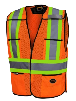 Hi-Vis Work Wear Pioneer Hi Viz Safety Tear-Away Poly Mesh Vest - One Size Fits Most