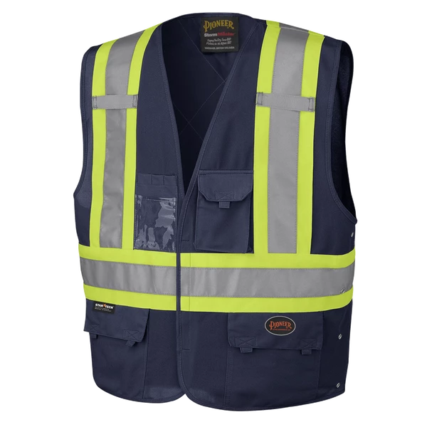 Pioneer Hi Viz Safety Vest - Tricot Poly Interlock - Adj. Sides | S/M - 4/5X Large Hi-Vis Work Wear