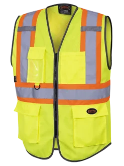 Hi-Vis Work Wear Pioneer Hi Viz Zipper Front Safety Vest | Sizes XS - 5XL