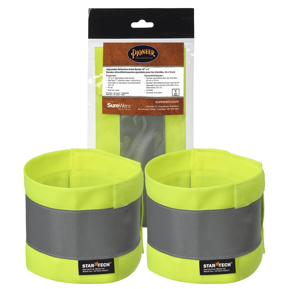 Pioneer Hi Viz 4" Adjustable Reflective Ankle Bands (Pair) Hi-Vis Work Wear