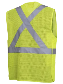 Hi-Vis Work Wear Pioneer Hi Viz Tear-Away Mesh Safety Vest W/ 2