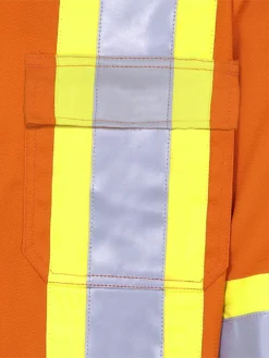 Hi-Vis Work Wear Pioneer Ultra Cool Cotton Twill Button Down Collared Safety Shirt | Orange | Sizes Small - 4XL