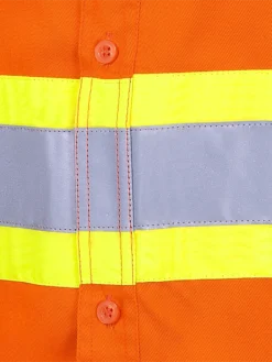 Hi-Vis Work Wear Pioneer Ultra Cool Cotton Twill Button Down Collared Safety Shirt | Orange | Sizes Small - 4XL