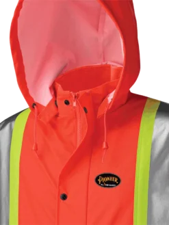 Pioneer FR WATERPROOF SFTY LONG COAT | PU STRETCH / DET. HOOD | Sizes S - 5XL