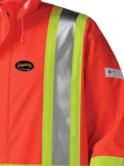 Pioneer FR WATERPROOF SFTY LONG COAT | PU STRETCH / DET. HOOD | Sizes S - 5XL
