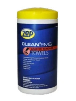Zep Clean'ems Industrial Graffiti Cleaner Towels | 45 Count Tub - Case Of 6