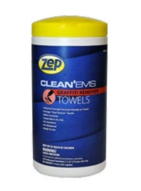 Zep Clean'ems Industrial Graffiti Cleaner Towels | 45 Count Tub - Case Of 6