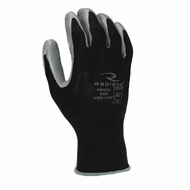 Work Gloves Radians Lightweight Polyester Glove With Smooth Nitrile Palm - Pack Of 12 Pairs