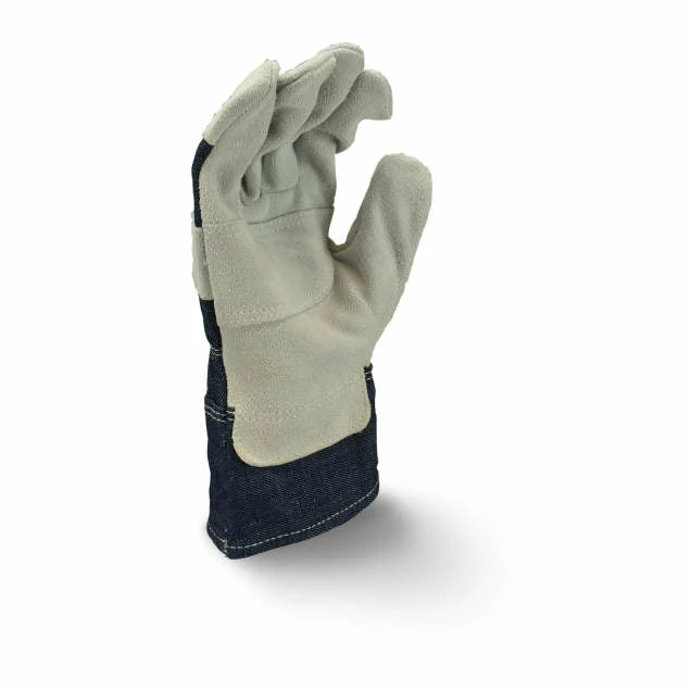 Radians Denim Back Cowhide Palm Leather Work Gloves - Pack Of 12 Pairs