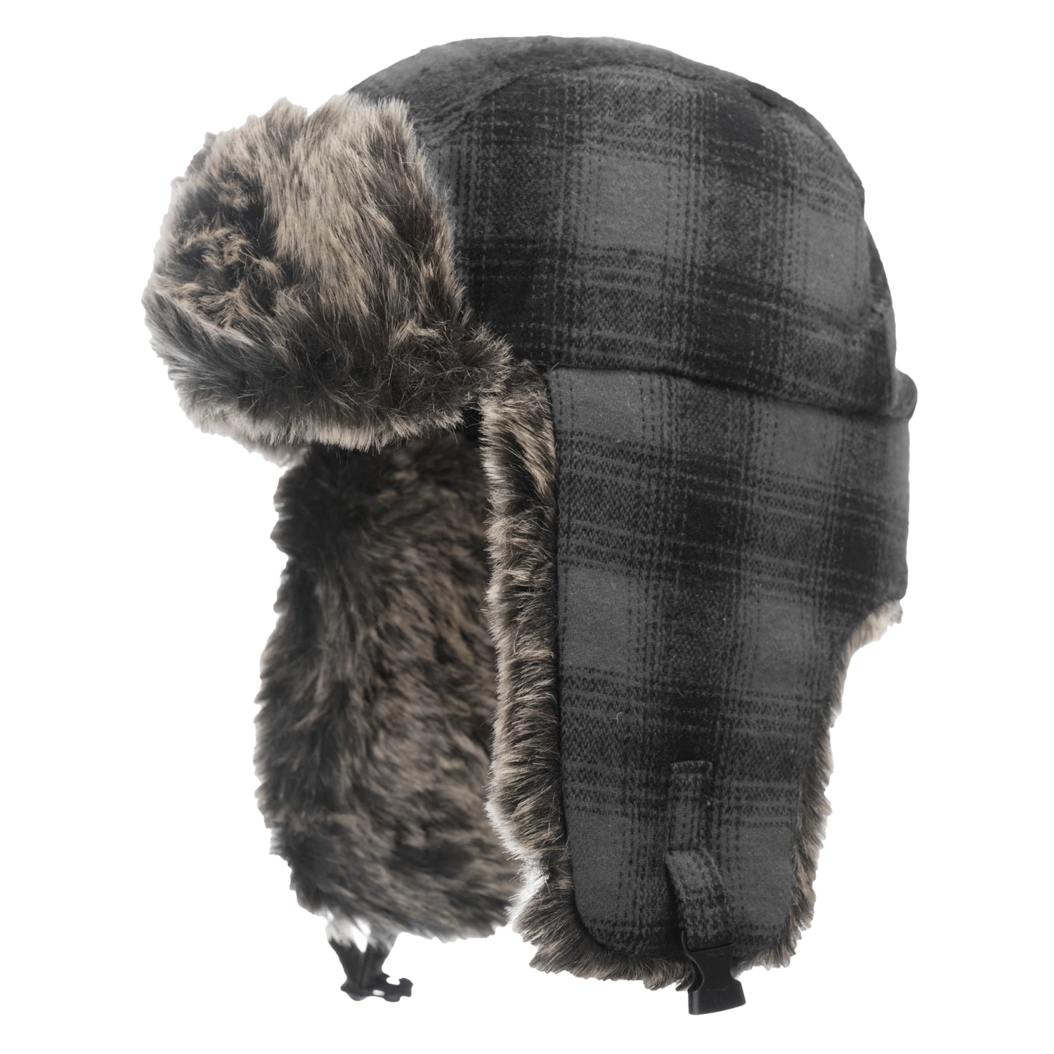 Tough Duck Classic Plaid Aviator Hat | Grey-Black Plaid Work Hats